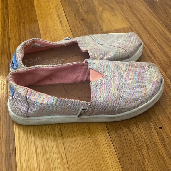Tom’s Girl’s Pink And Blue Sparkly Slip On Shoes Size 13.5 - Picture 5 of 8